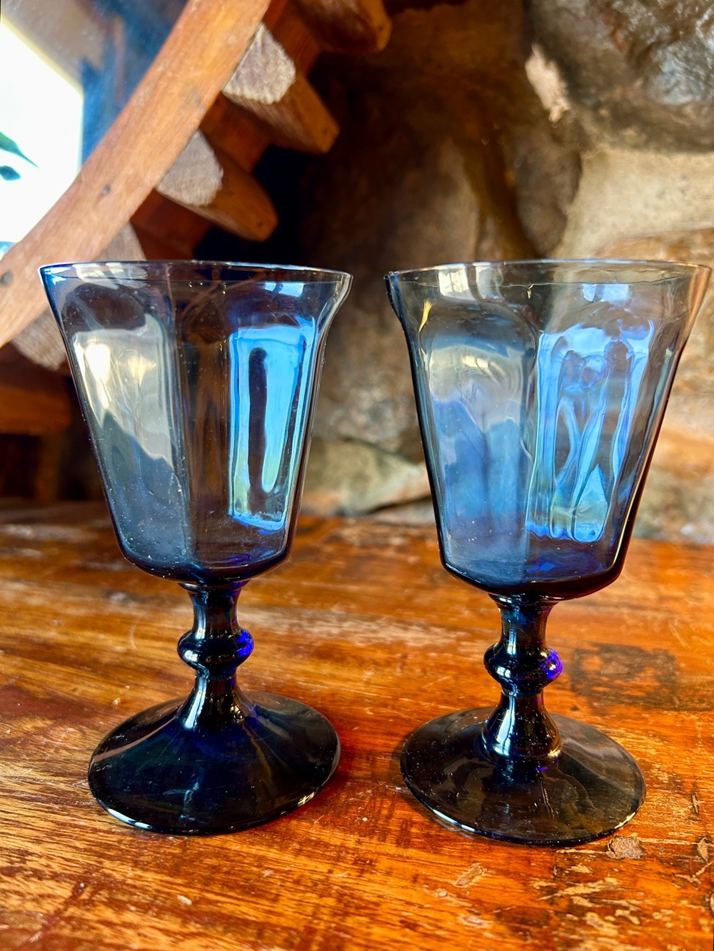 Colonial style Vintage Lenox Antique Dark Blue  6 3/4” set of Stemmed Goblets US